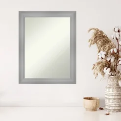 22" X 28" Non-Beveled Flair Polished Nickel Wall Mirror - Amanti Art -Amanti Art GUEST feda29ca af19 4d79 8d83 aab4e827d314