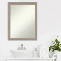 21" X 27" Non-Beveled Curve Wood Bathroom Wall Mirror Gray Wash - Amanti Art 14 21" X 27" Non-Beveled Curve Wood Bathroom Wall Mirror Gray Wash - Amanti Art -Amanti Art GUEST ff4c7d09 fffa 46fa b40a 126114d13e53