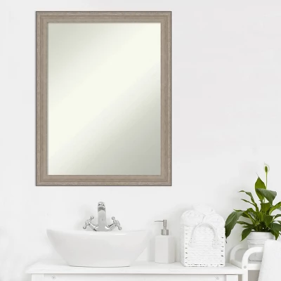 21" X 27" Non-Beveled Curve Wood Bathroom Wall Mirror Gray Wash - Amanti Art 7 21" X 27" Non-Beveled Curve Wood Bathroom Wall Mirror Gray Wash - Amanti Art - Image 5
