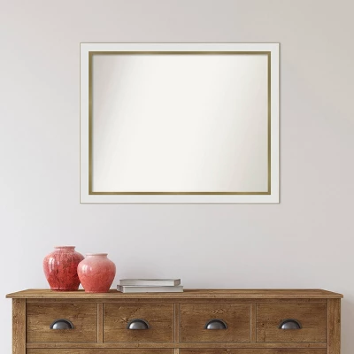 Amanti Art 31" X 25" Non-Beveled Eva White Gold Narrow Wall Mirror : Modern Rectangle, Polystyrene Frame 9 Amanti Art 31" X 25" Non-Beveled Eva White Gold Narrow Wall Mirror : Modern Rectangle, Polystyrene Frame - Image 7