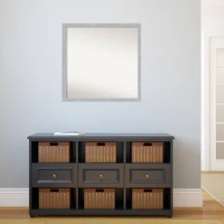 28" X 28" Non-Beveled Grace Brushed Nickel Narrow Wall Mirror - Amanti Art -Amanti Art GUEST ffe5dff7 0a03 4f90 9408 f088f8c94c56